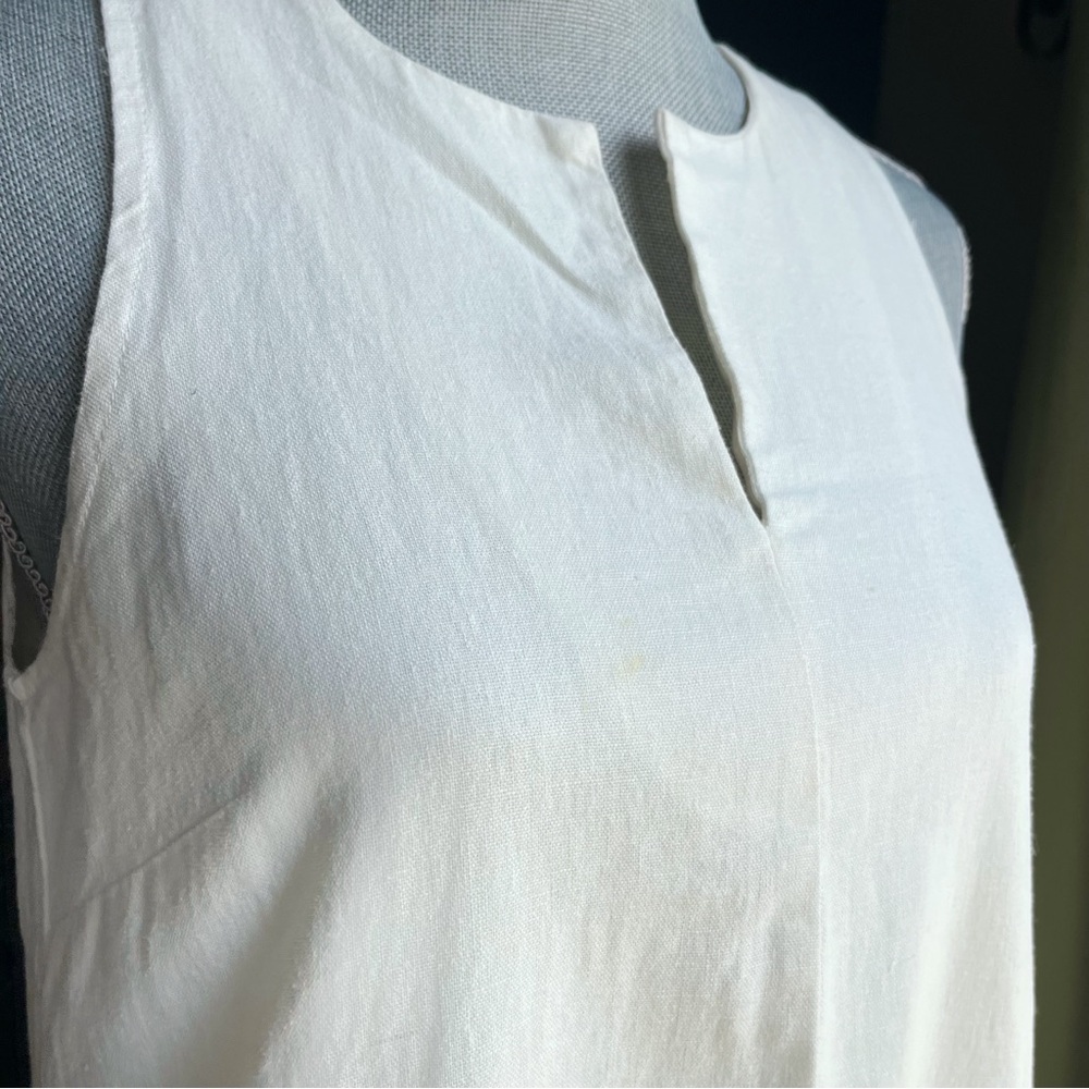ADYSON PARKER Cream Sleeveless Sundress Hi Low Maxi Linen Dress - Picture 6 of 9